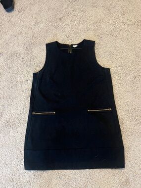 J. Crew Black Sleeveless Mini Dress with Gold Zipper Accents